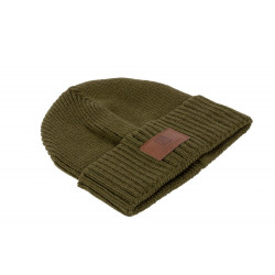 PA Gear Green Acrylic Knit Beanie With Leather Patch