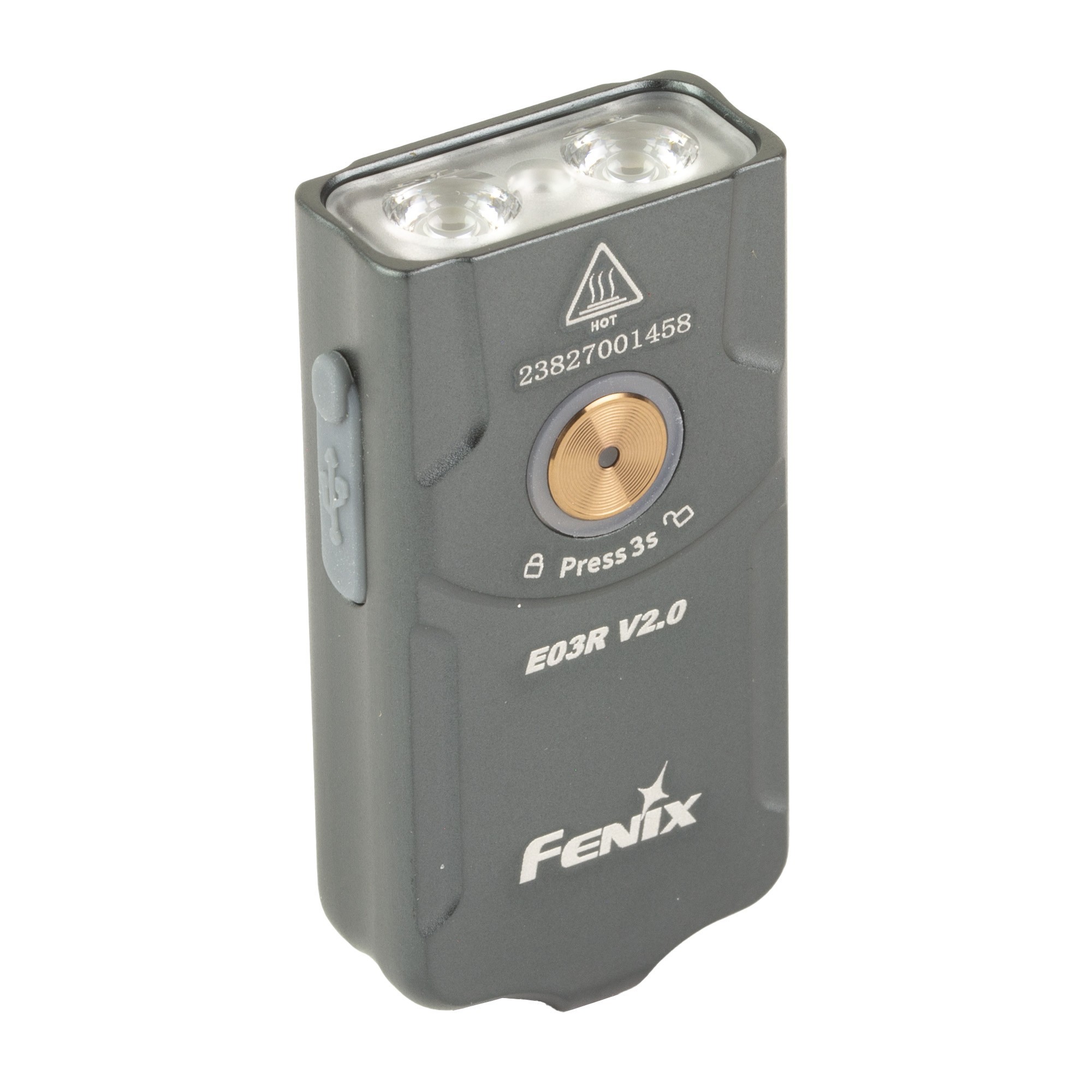 Fenix E03R V2 Keychain Flashlight White & Red LED 500Lm Gray