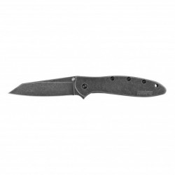 Kerhaw Random Leek 3" Blade Plain Edge BlackWash Black Handle