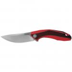 Tumbler Folding Knife Plain Edge Silver 3.25" Blade Black/Red Handle