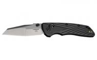 Hogue Deka Folding Knife Plain Edge Modified Wharncliffe Silver Blade 3.25" Black Handle