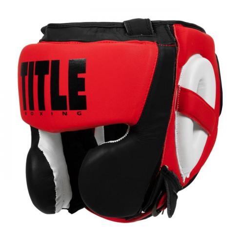 Title Select Leather Sparring Headgear Red/Black photo