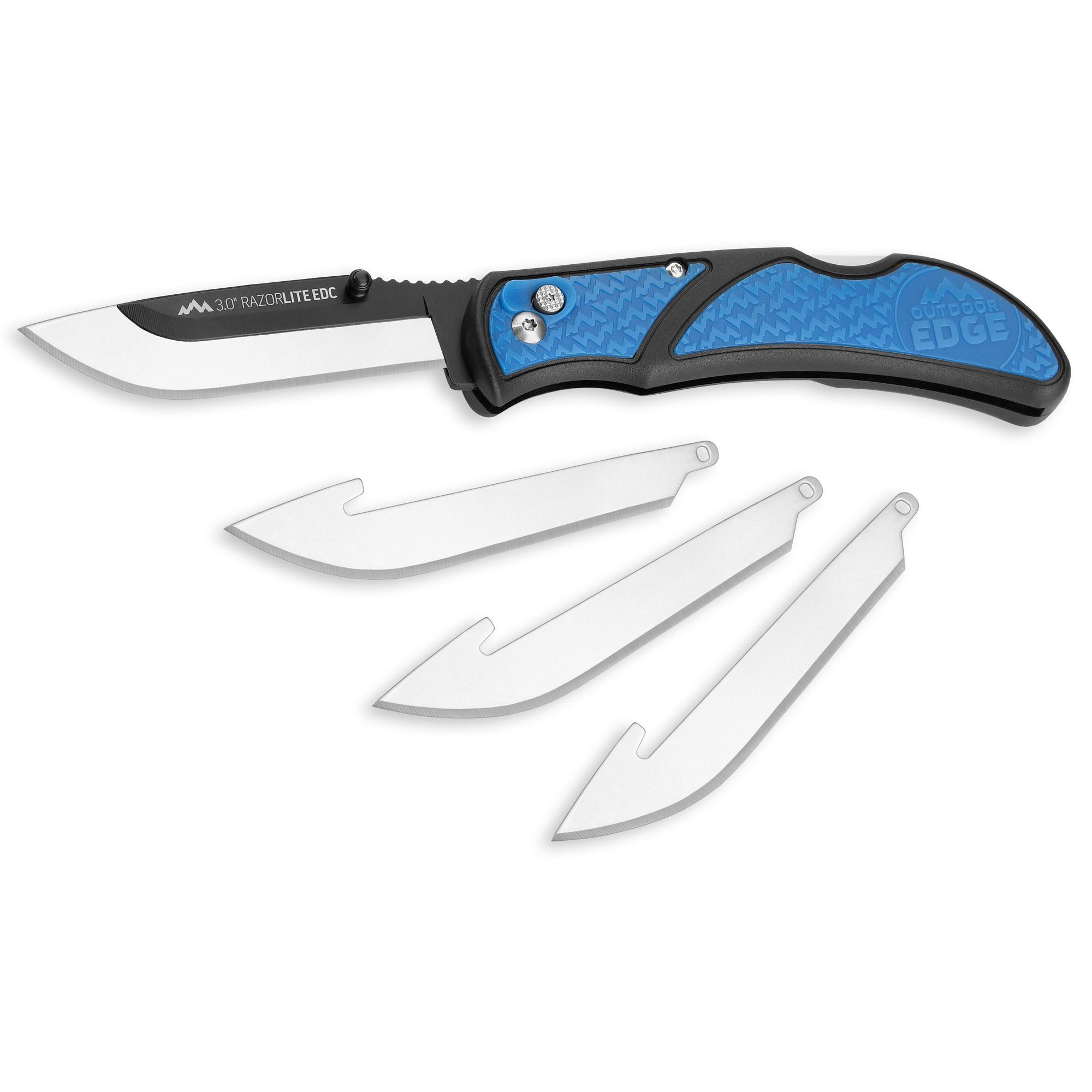 Outdoor Edge Razor EDC Lite Folding Knife Plain Edge 3.0" 4 Blades Blue