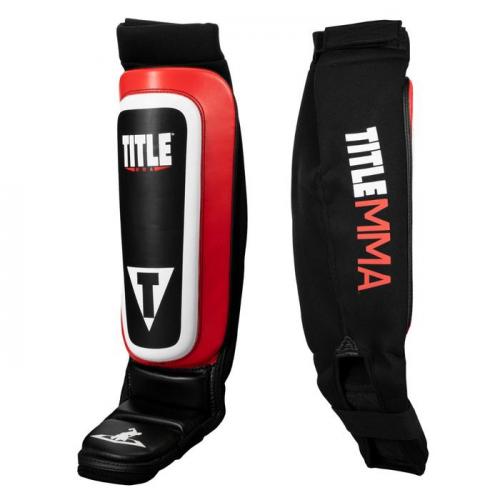 Title MMA Shin-N-Instep Pull-On Guards Black/Red photo